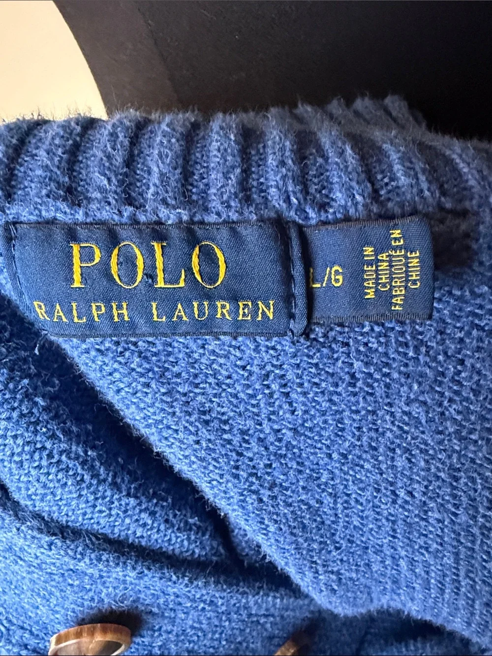 Polo by Ralph Lauren Blue Button Mock Neck Sweater with Yellow Pony